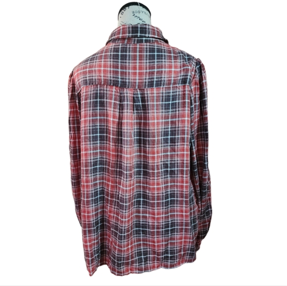 Max Studio Button Up in Red Plaid Size Small - Picture 2 of 3